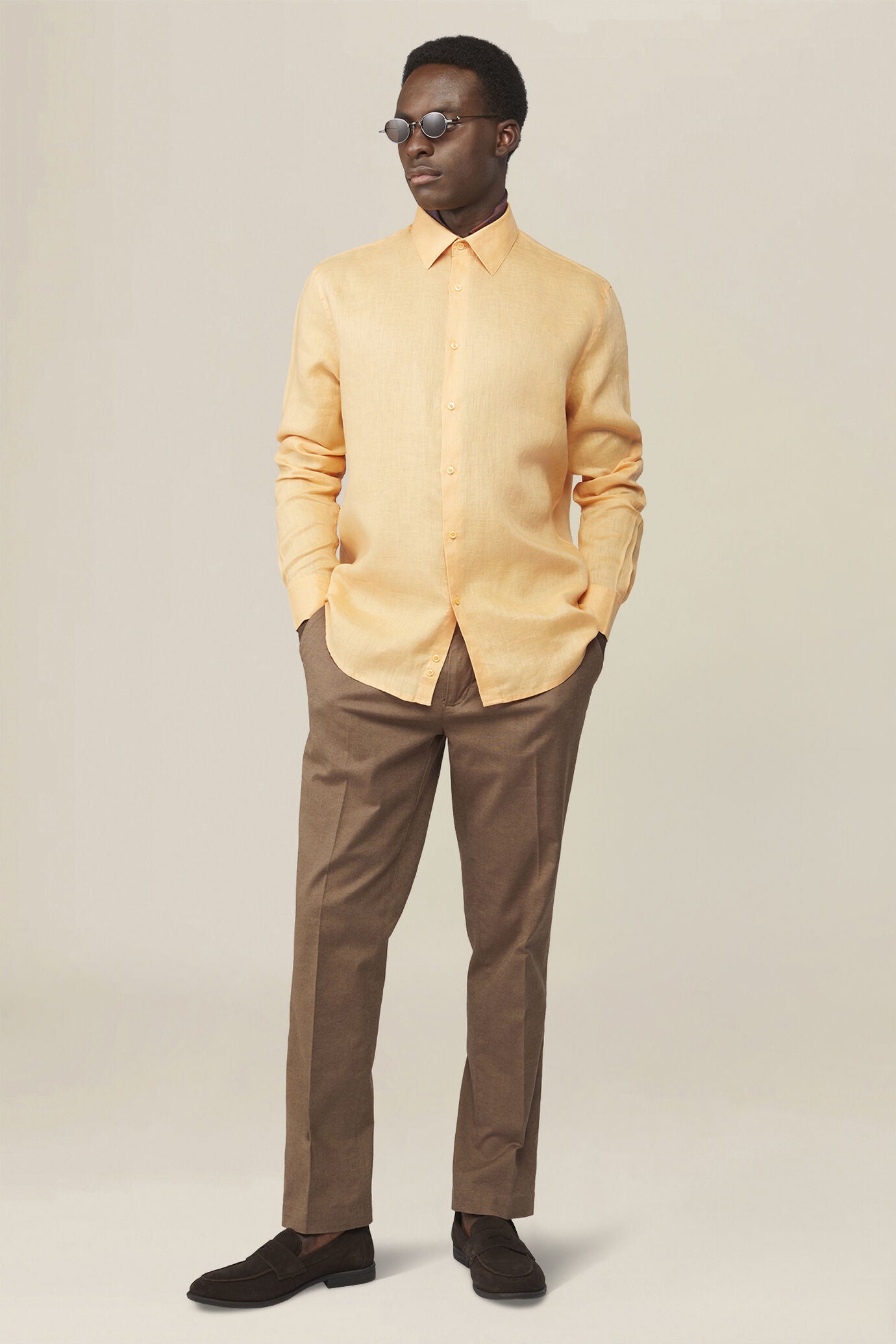 Men's casual shirt with french collar, 100% linen