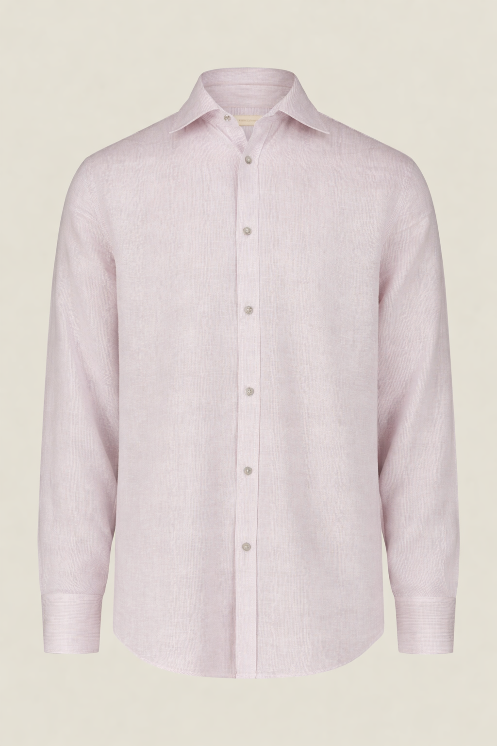 Men's casual shirt with French collar in striped washed linen and cotton fabric