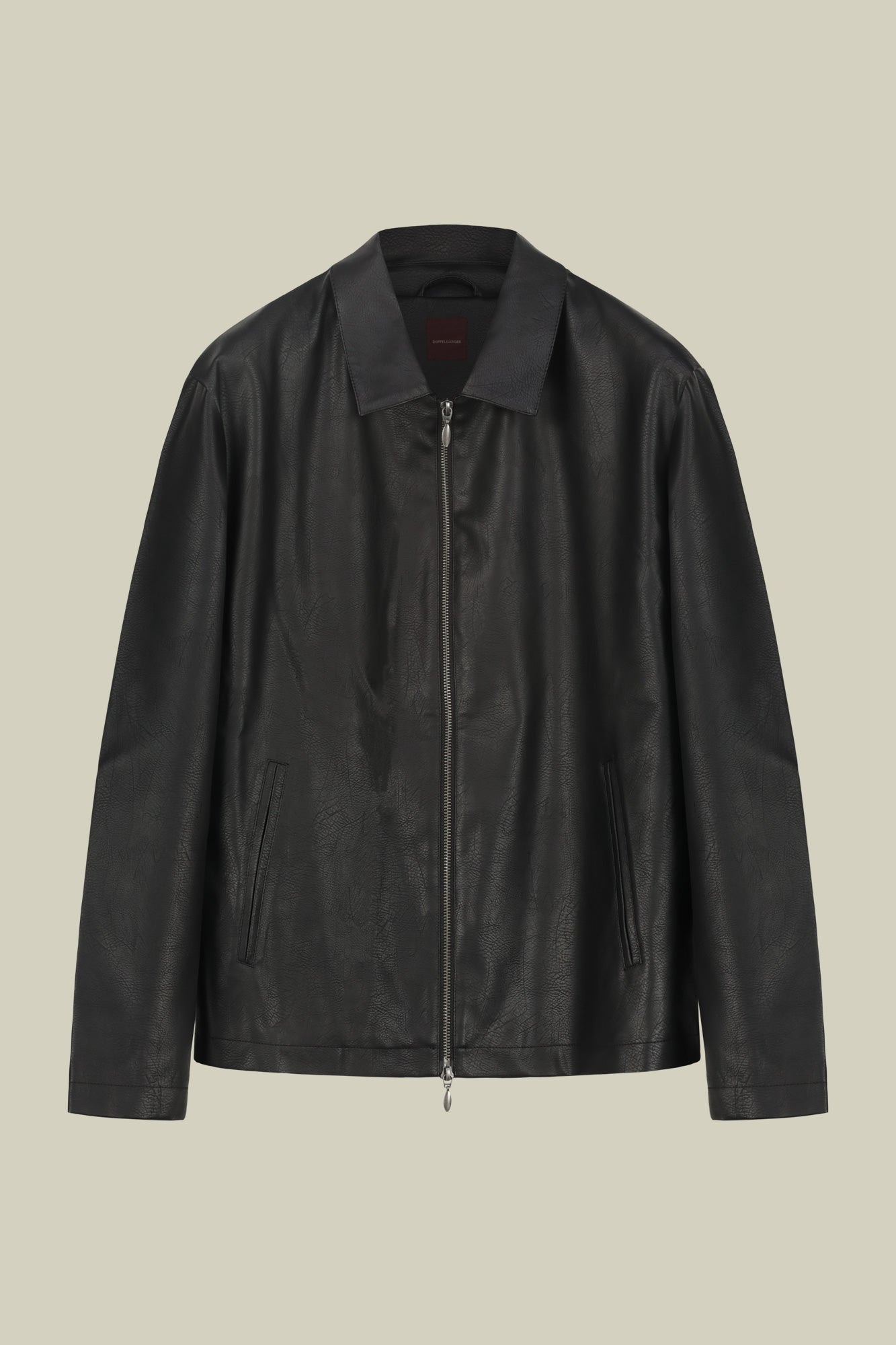 Men's regular fit jacket lined in hammered faux leather