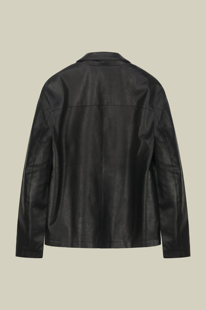 Men's regular fit jacket lined in hammered faux leather