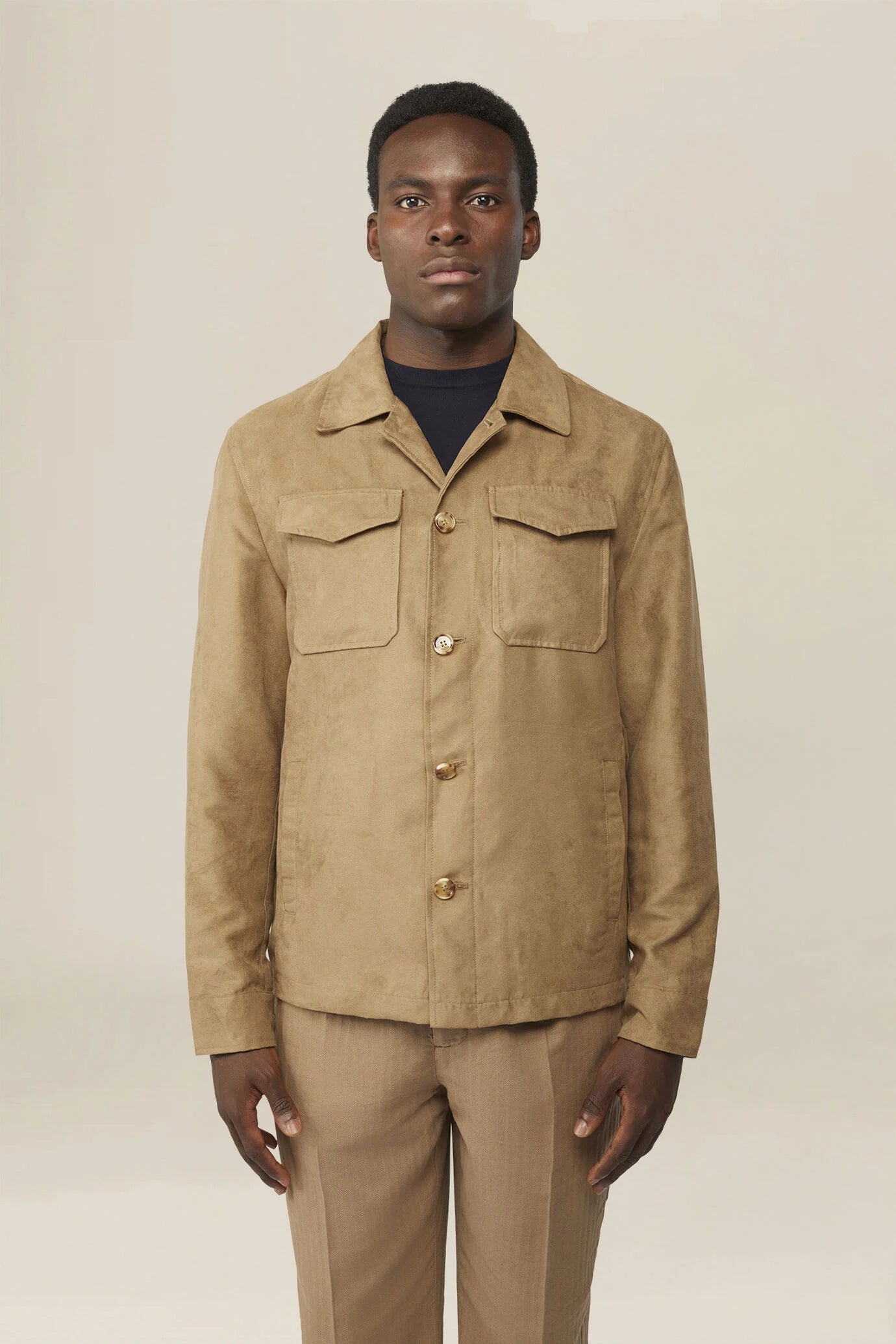 Men's unlined regular fit suede-effect shaket jacket