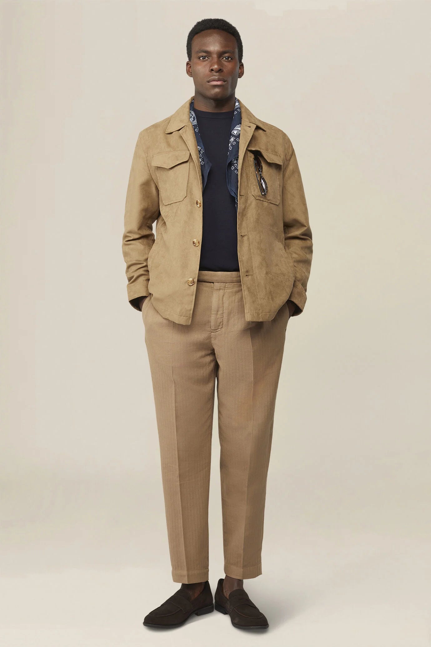 Men's unlined regular fit suede-effect shaket jacket