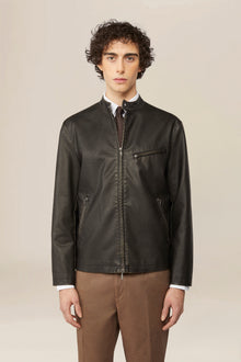 Men's faux leather biker jacket, lined, regular fit