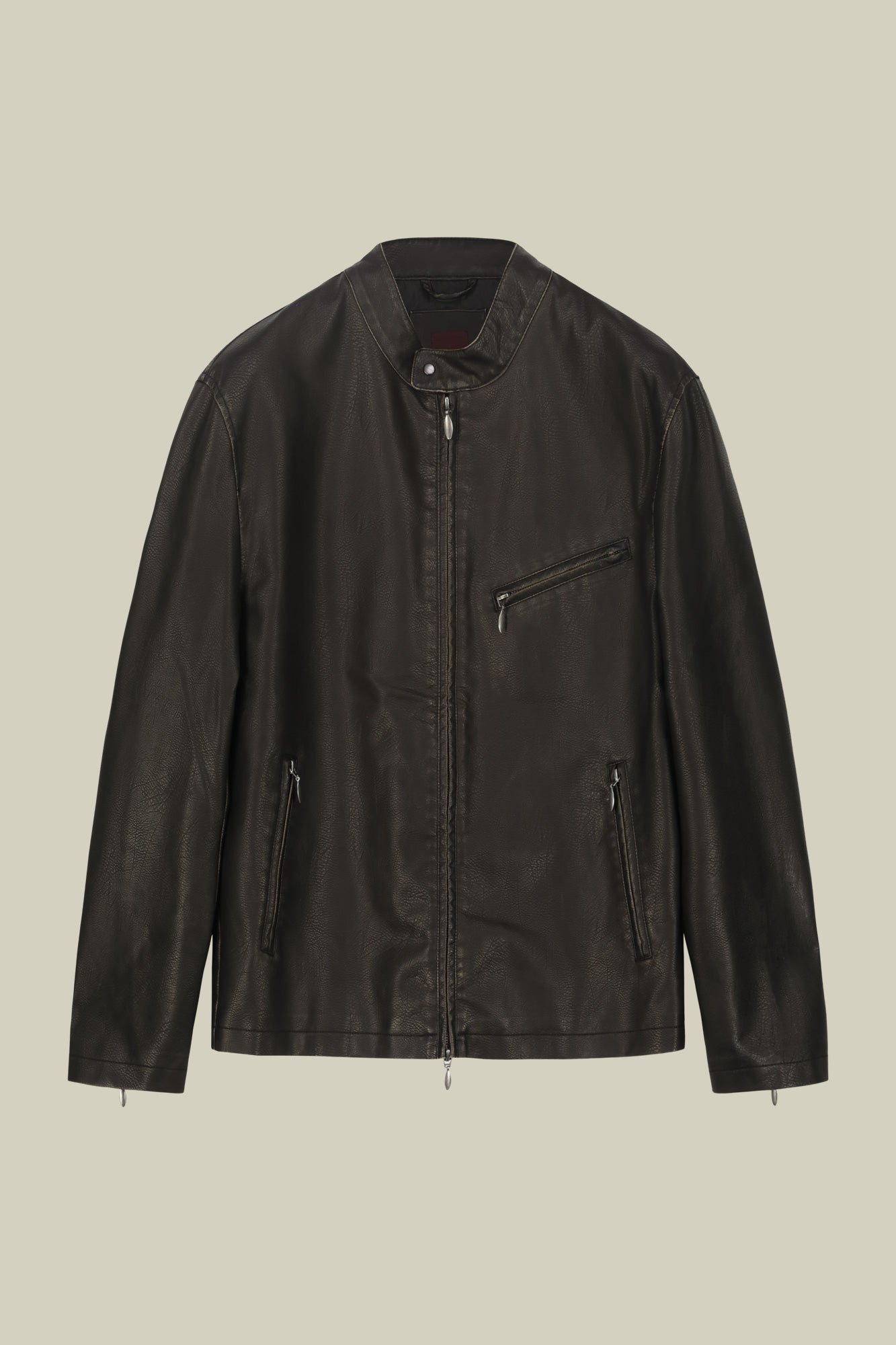 Men's faux leather biker jacket, lined, regular fit