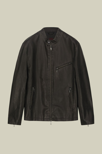 Men's faux leather biker jacket, lined, regular fit