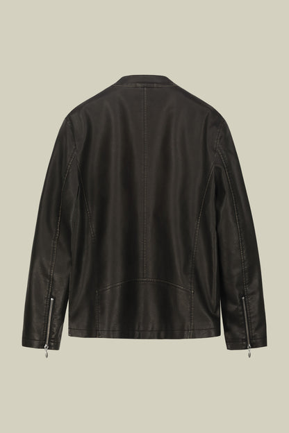 Men's faux leather biker jacket, lined, regular fit