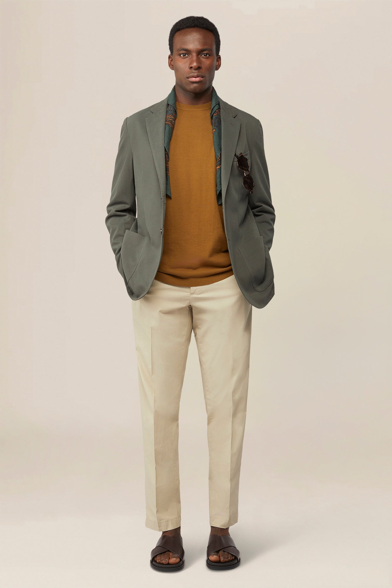 Men's single-breasted, unlined, regular fit jacket