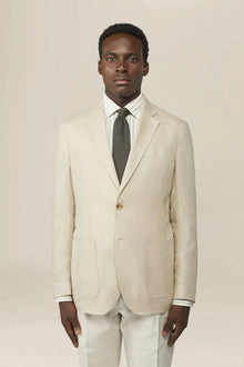 Men's unlined jacket, 100% linen, regular fit