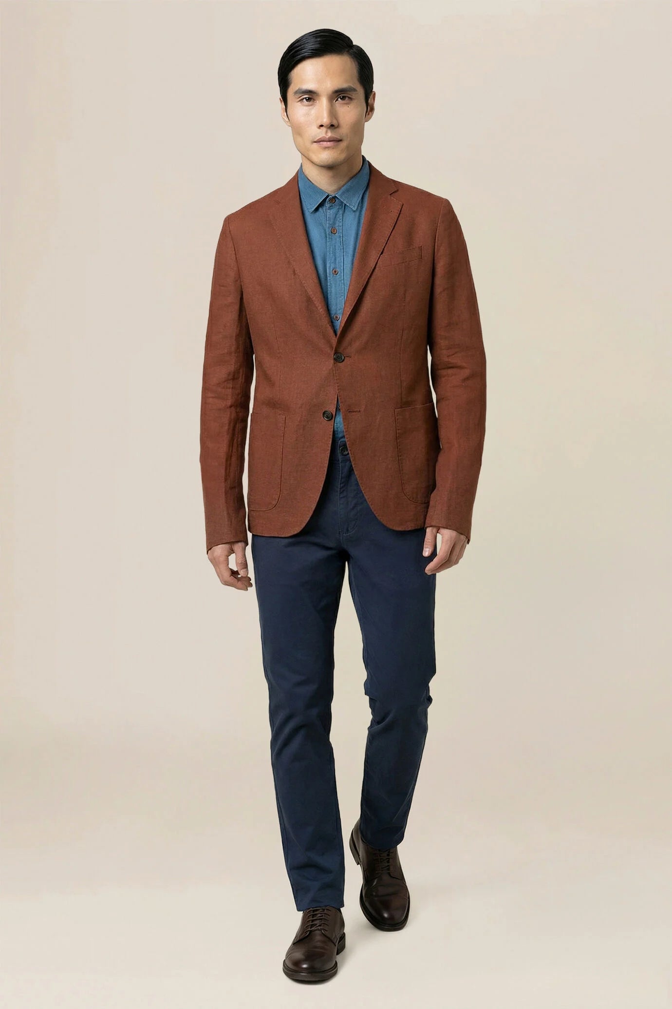 Men's unlined jacket, 100% linen, regular fit