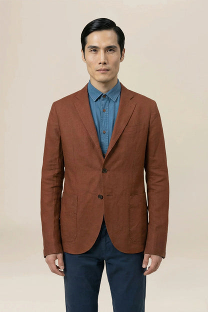 Men's unlined jacket, 100% linen, regular fit