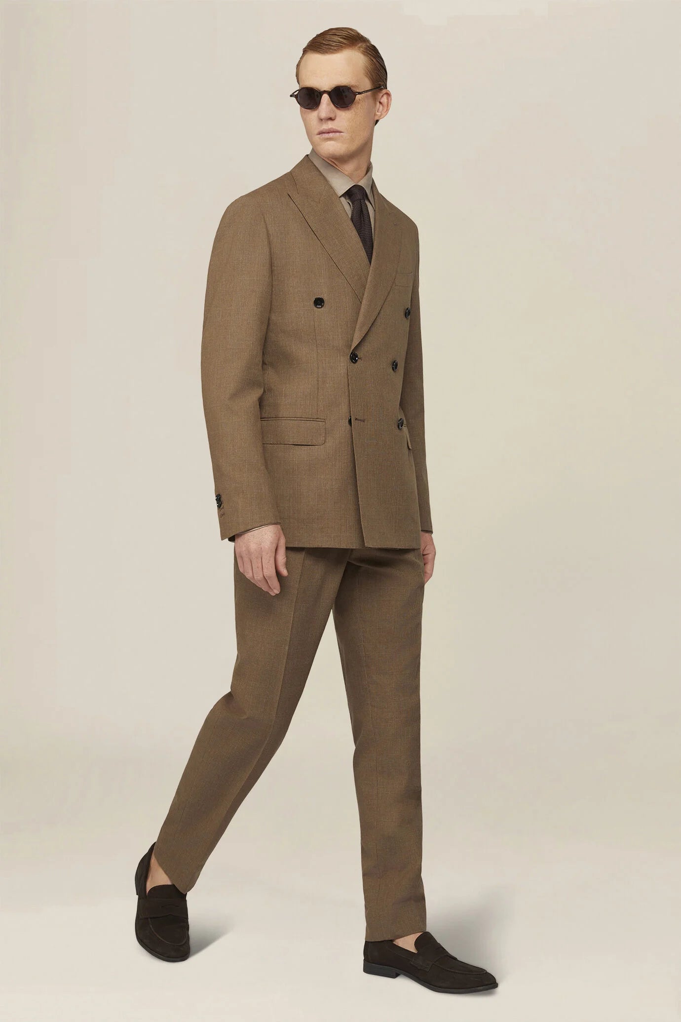 Men's double-breasted unlined jacket in Prince of Wales check, regular fit