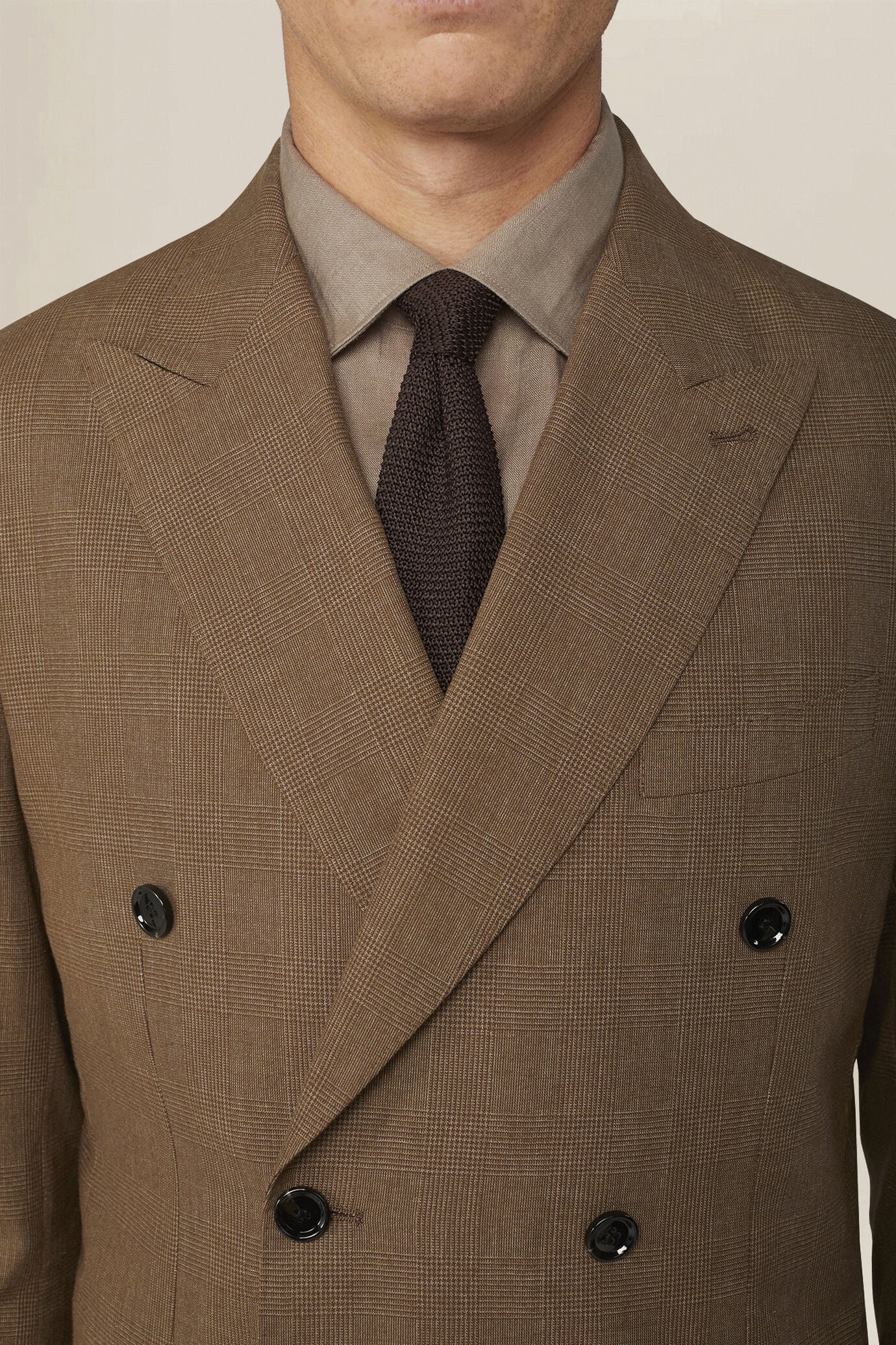 Men's double-breasted unlined jacket in Prince of Wales check, regular fit