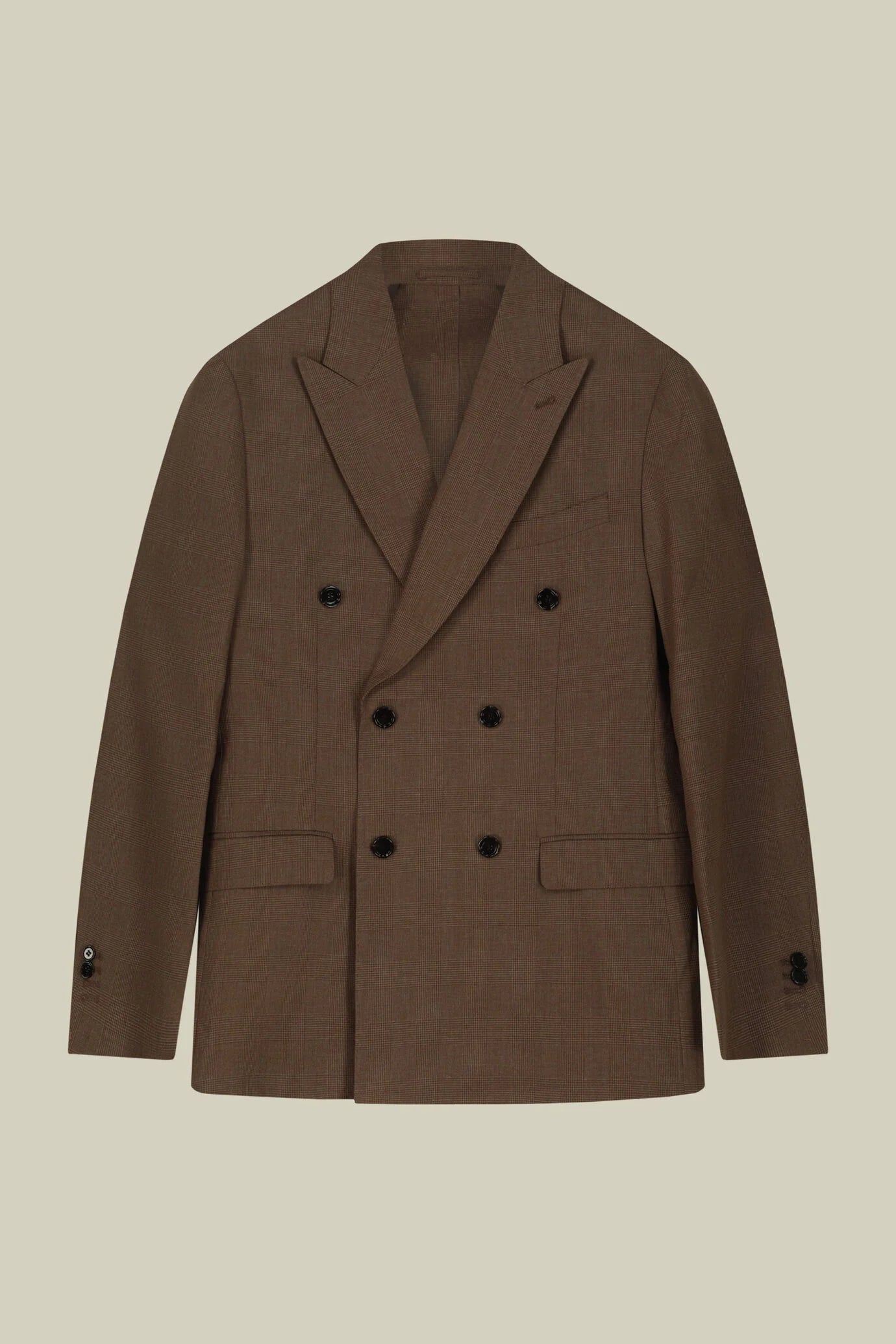 Men's double-breasted unlined jacket in Prince of Wales check, regular fit