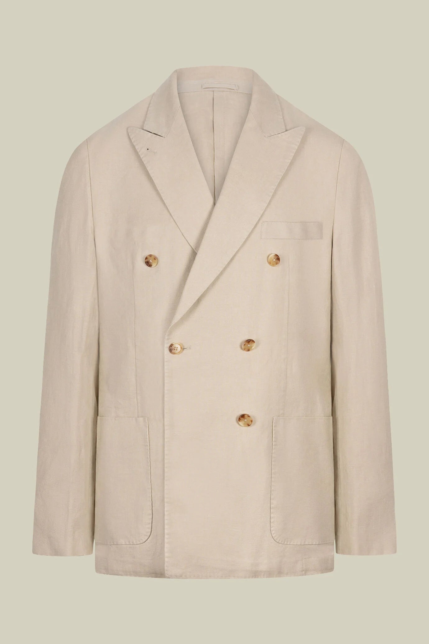 Unlined double-breasted men's jacket in 100% linen