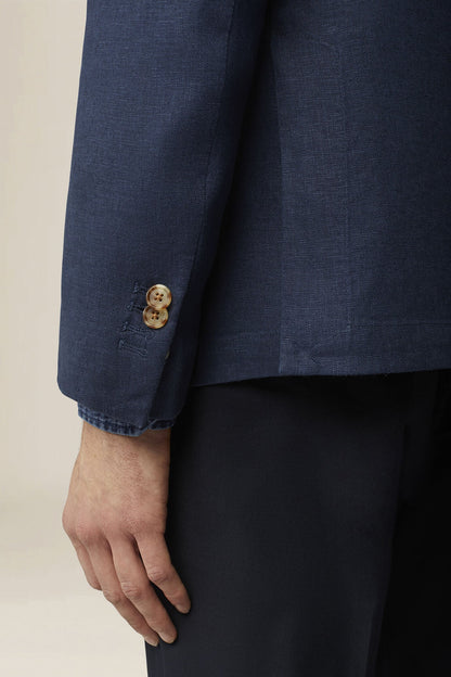 Unlined double-breasted men's jacket in 100% linen