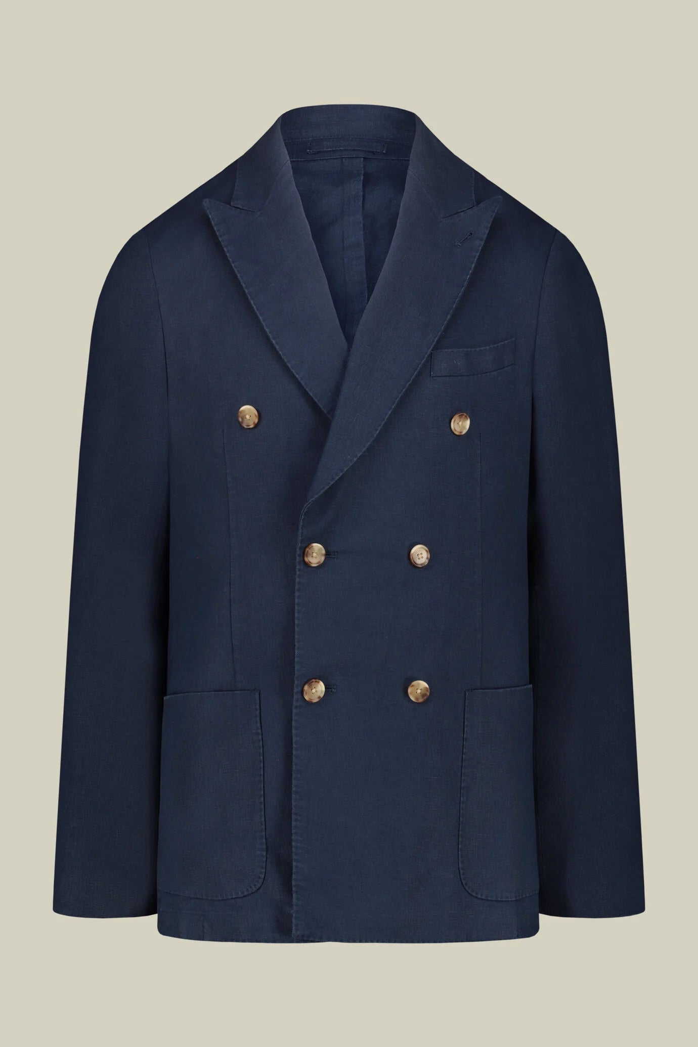 Unlined double-breasted men's jacket in 100% linen