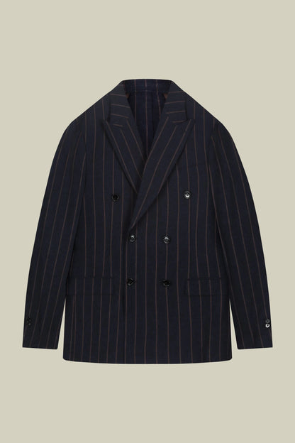 Unlined double-breasted men's jacket with pinstripe pattern