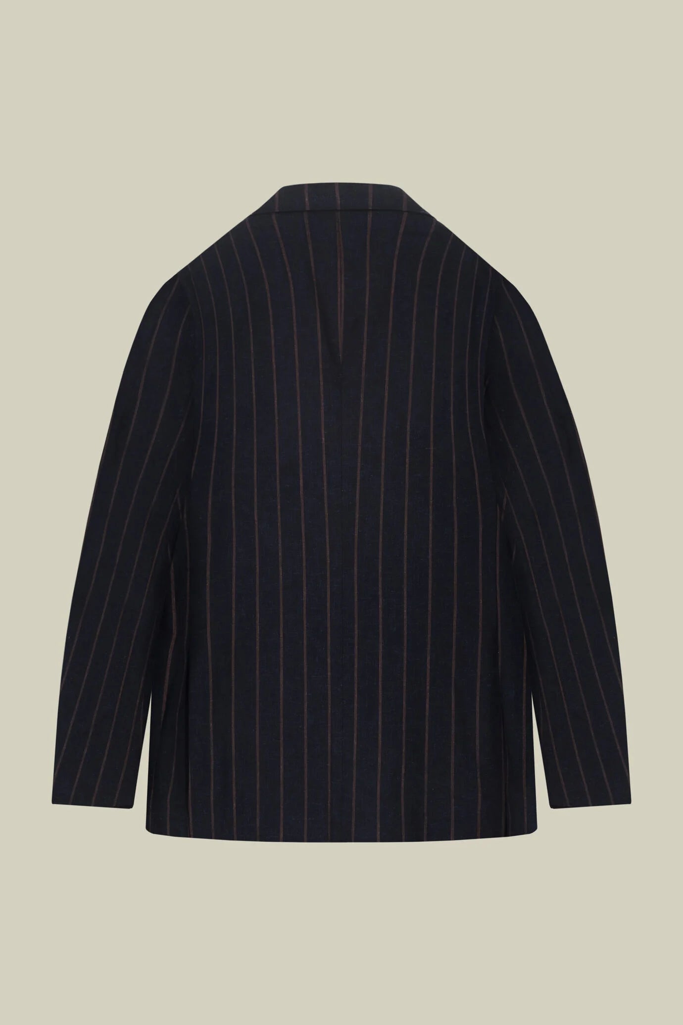 Unlined double-breasted men's jacket with pinstripe pattern