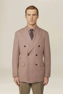 Unlined double-breasted men's jacket in regular fit twill fabric