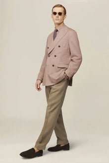 Unlined double-breasted men's jacket in regular fit twill fabric