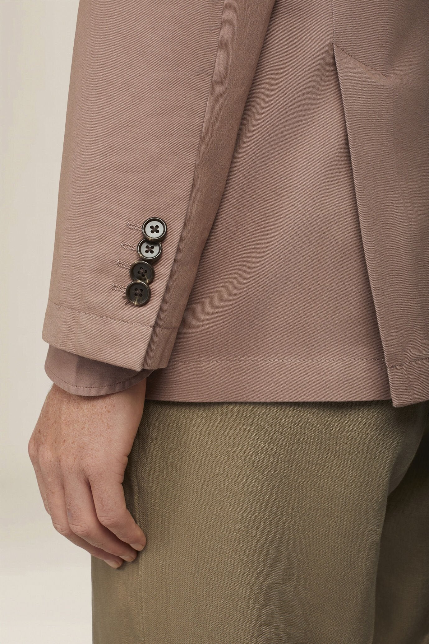 Unlined double-breasted men's jacket in regular fit twill fabric