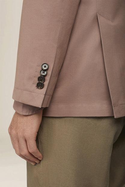 Unlined double-breasted men's jacket in regular fit twill fabric