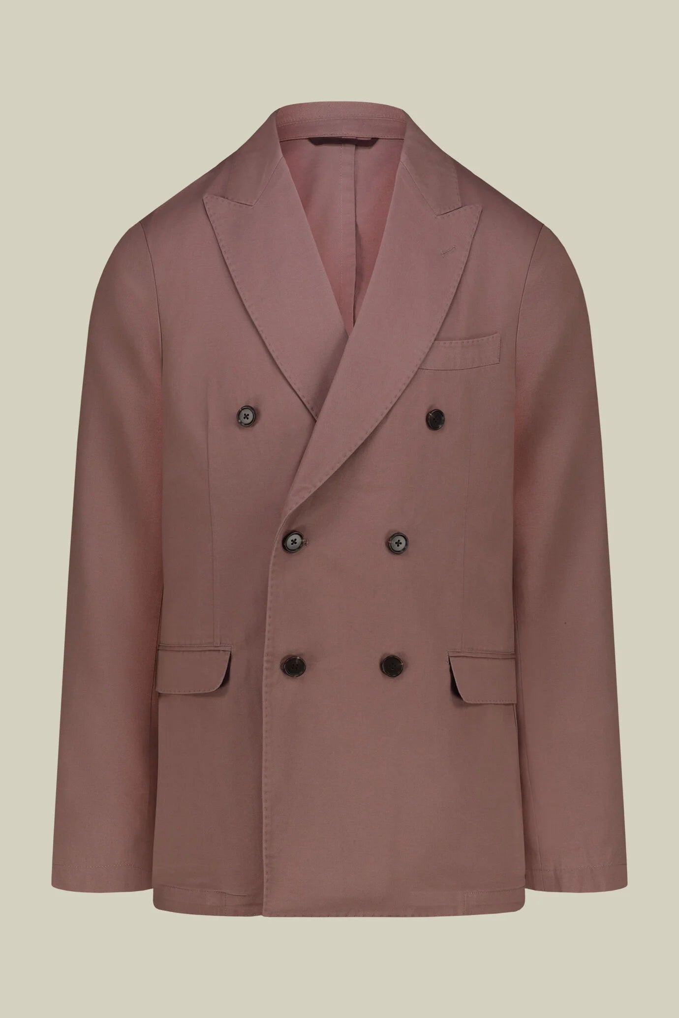 Unlined double-breasted men's jacket in regular fit twill fabric