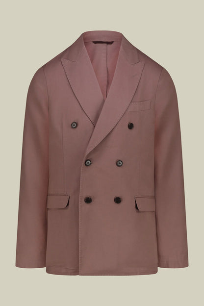 Unlined double-breasted men's jacket in regular fit twill fabric