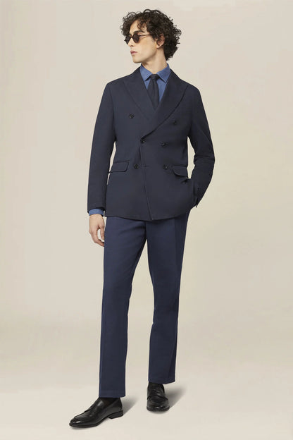 Unlined double-breasted men's jacket in regular fit twill fabric