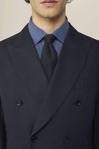 Unlined double-breasted men's jacket in regular fit twill fabric