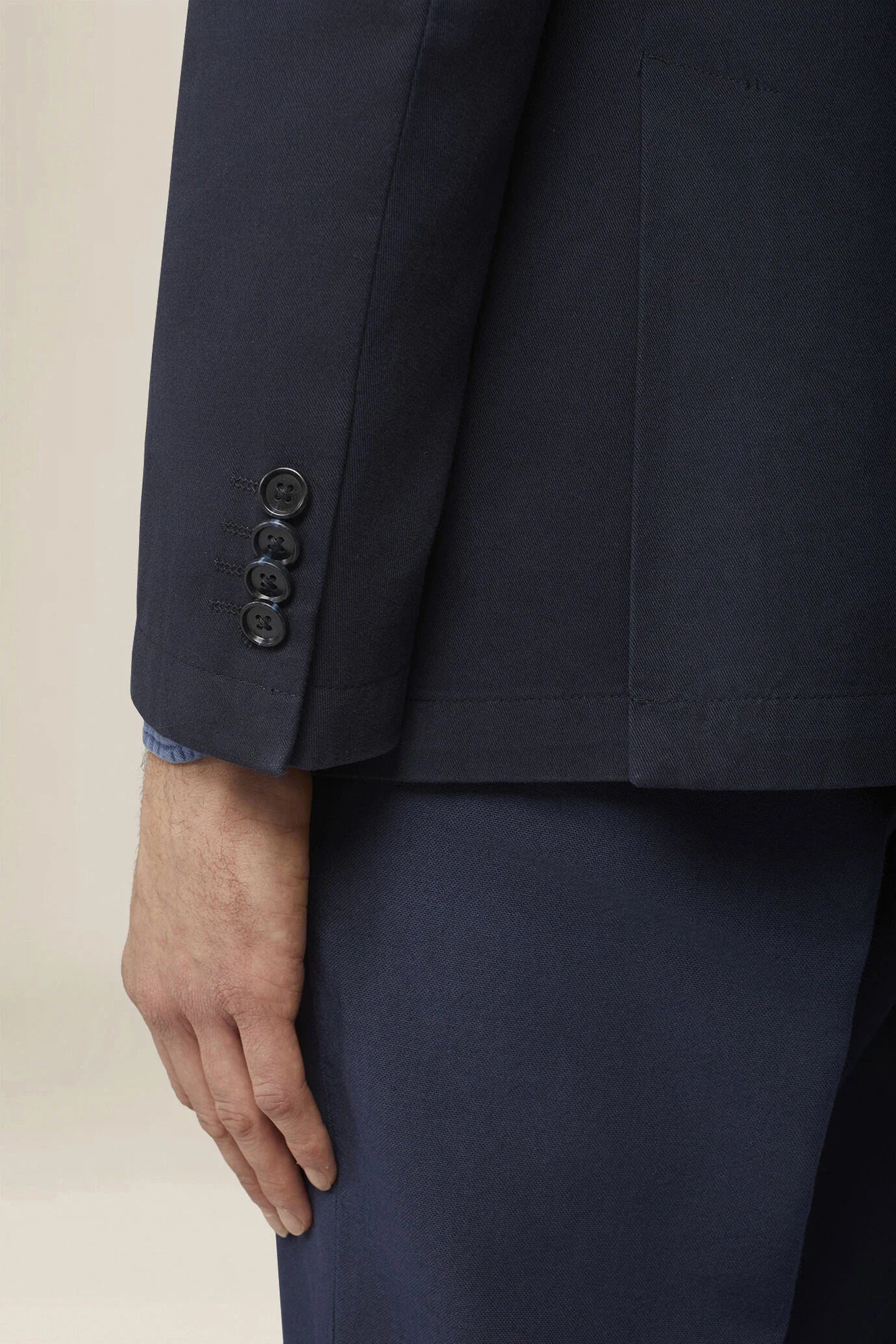 Unlined double-breasted men's jacket in regular fit twill fabric