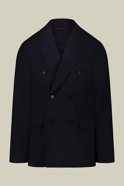 Unlined double-breasted men's jacket in regular fit twill fabric