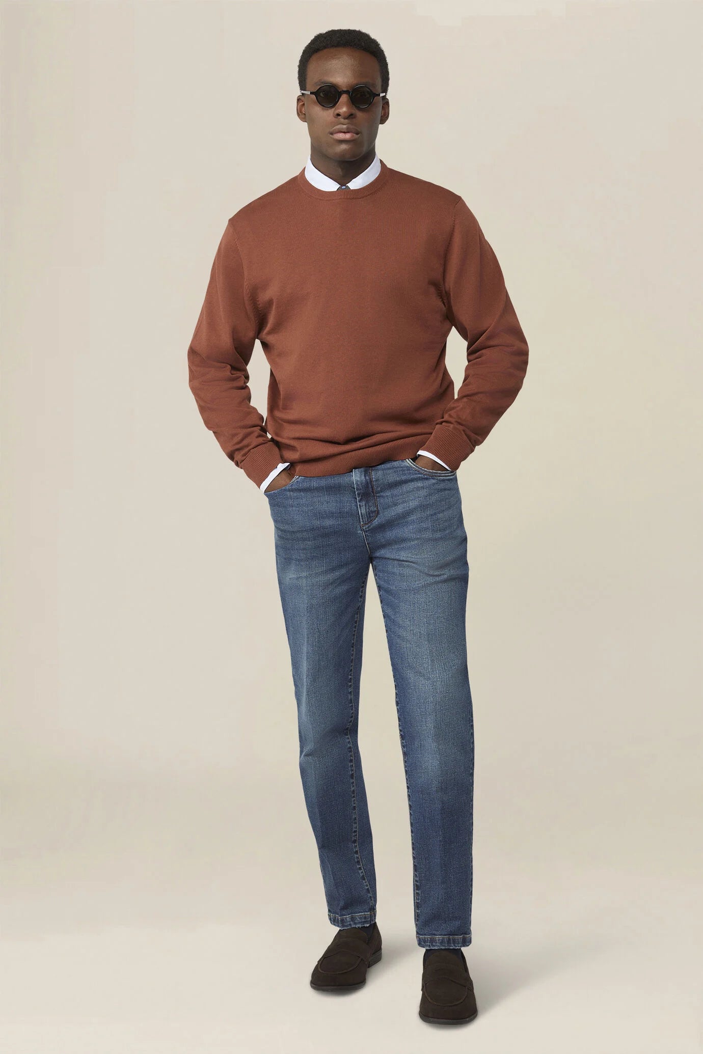 Men's crew neck jumper in 100% cotton