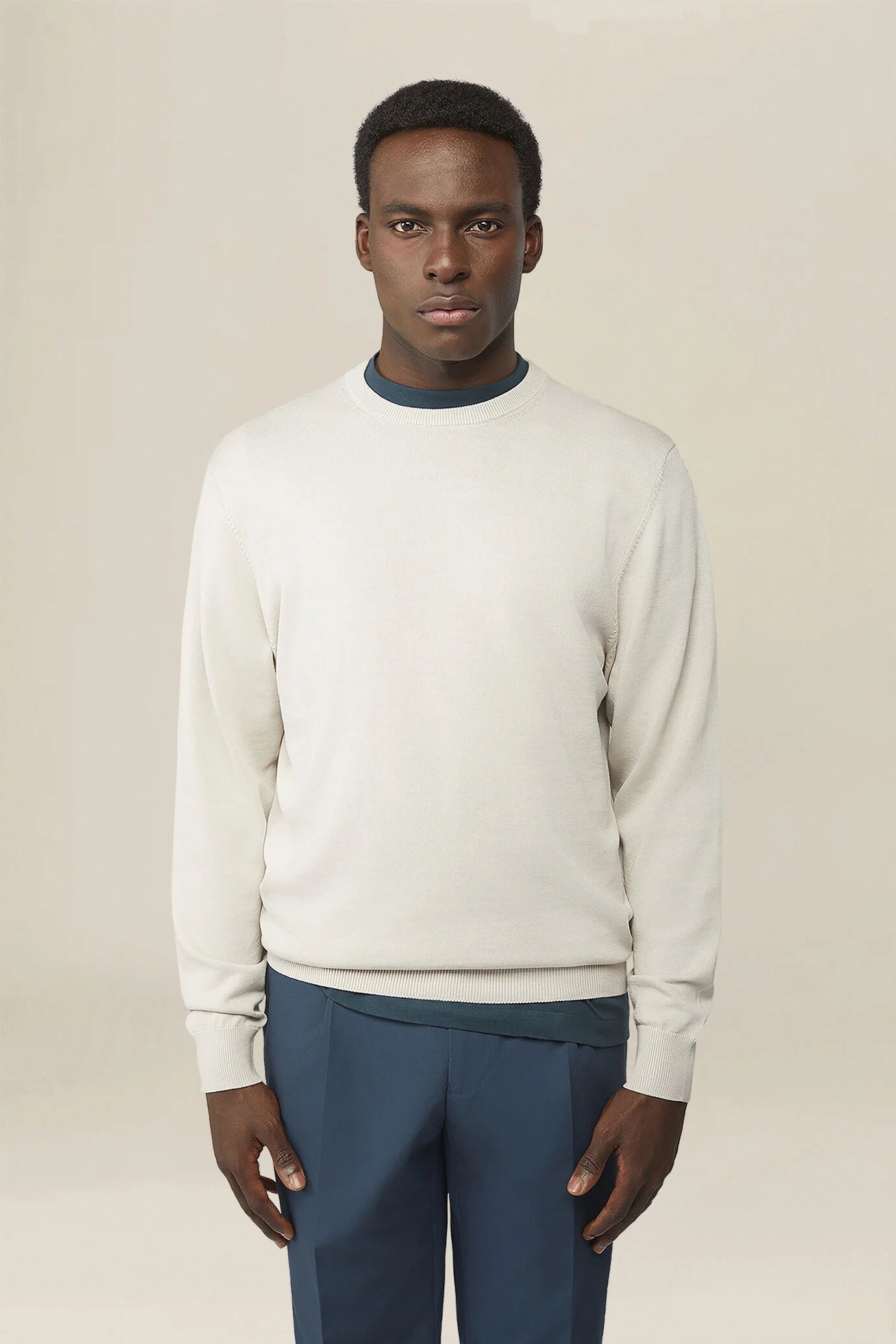 Men's crew neck jumper in 100% cotton