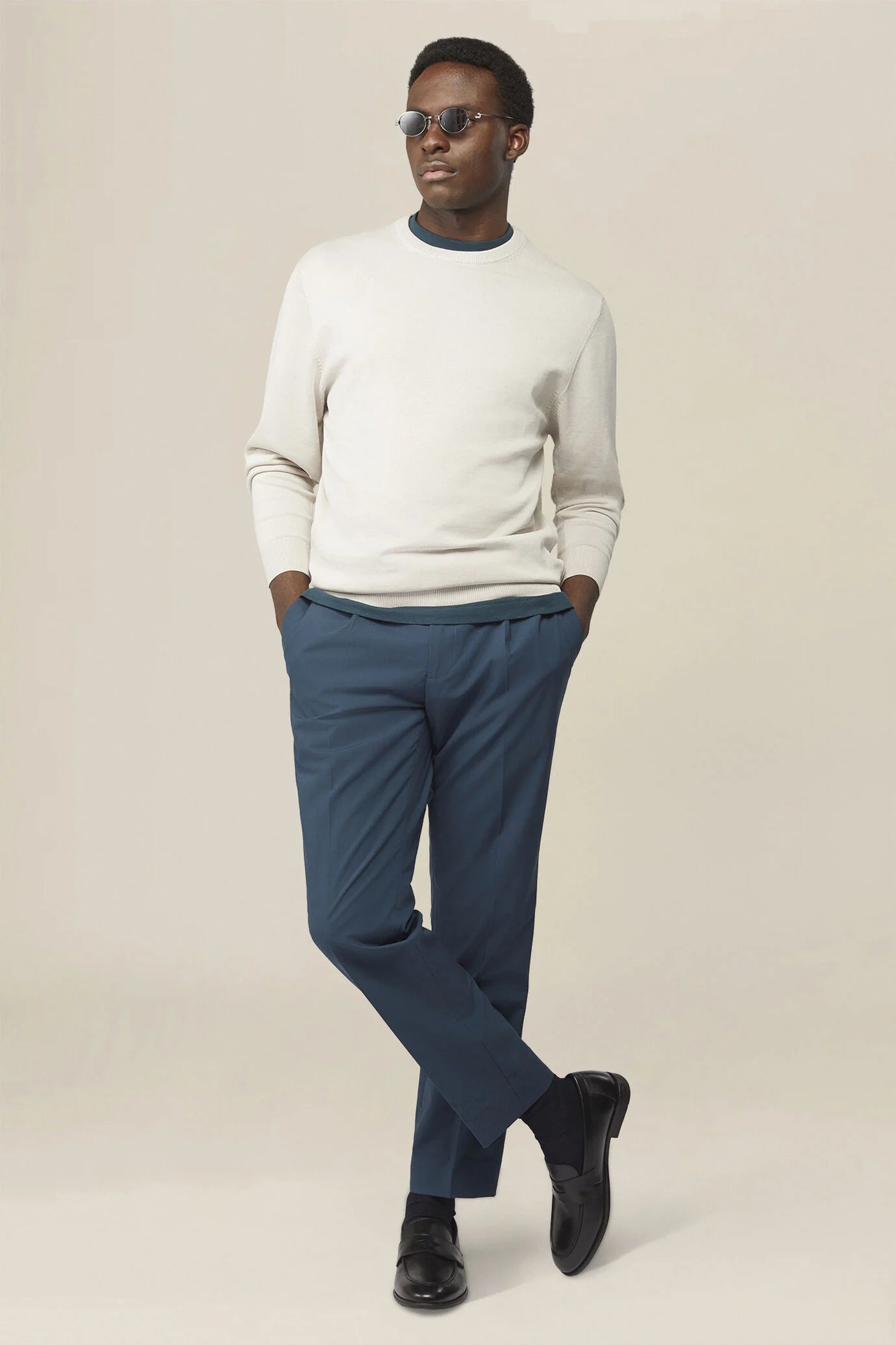 Men's crew neck jumper in 100% cotton