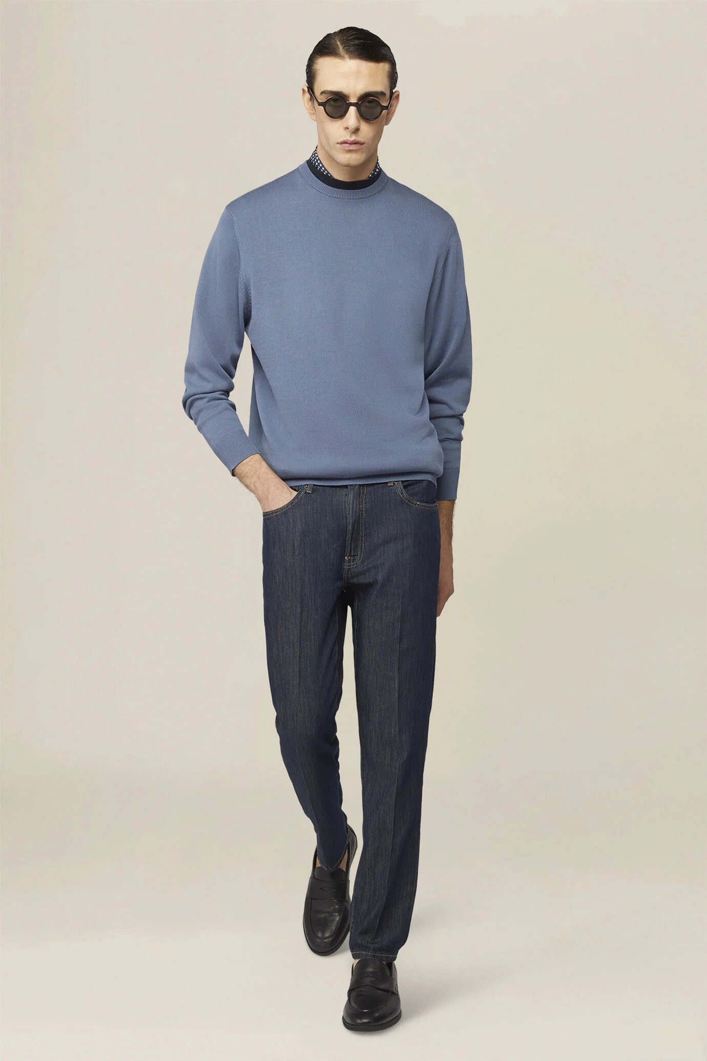 Men's crew neck jumper in 100% cotton