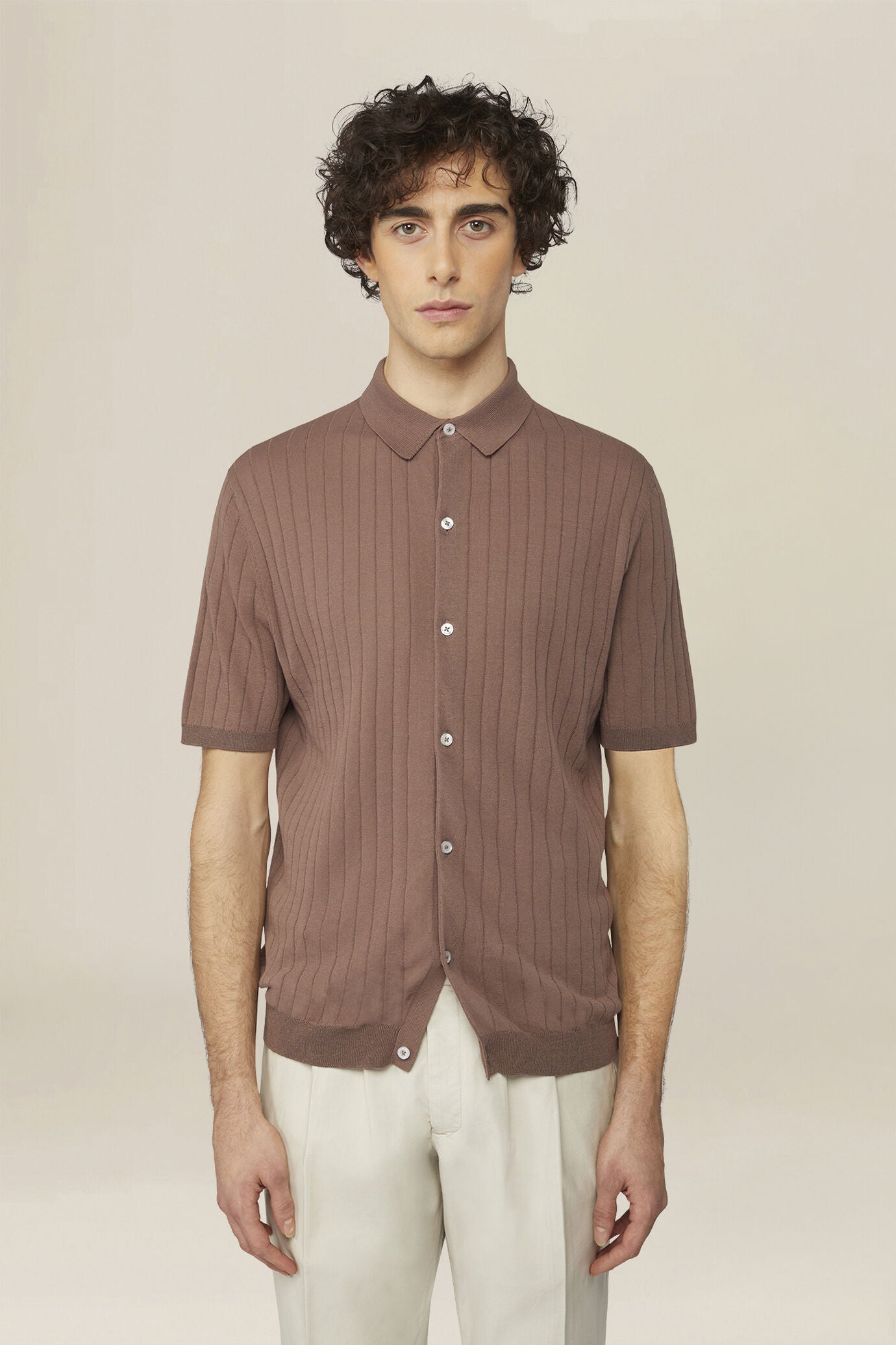 Men's 100% cotton knitted polo shirt