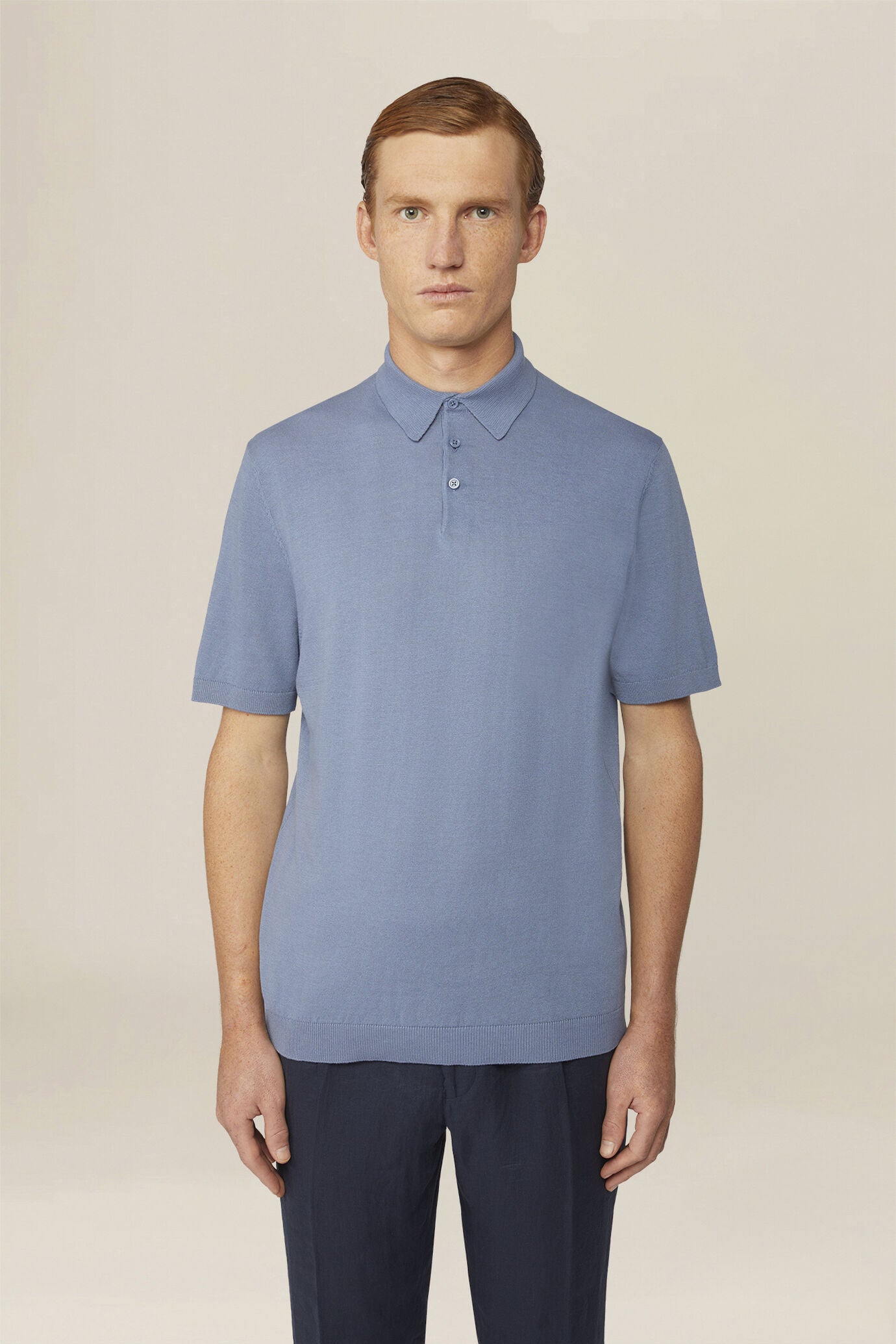 Men's regular fit 100% cotton knitted polo shirt