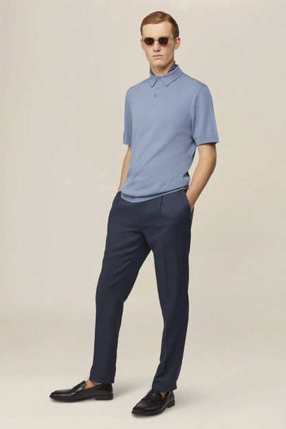 Men's regular fit 100% cotton knitted polo shirt