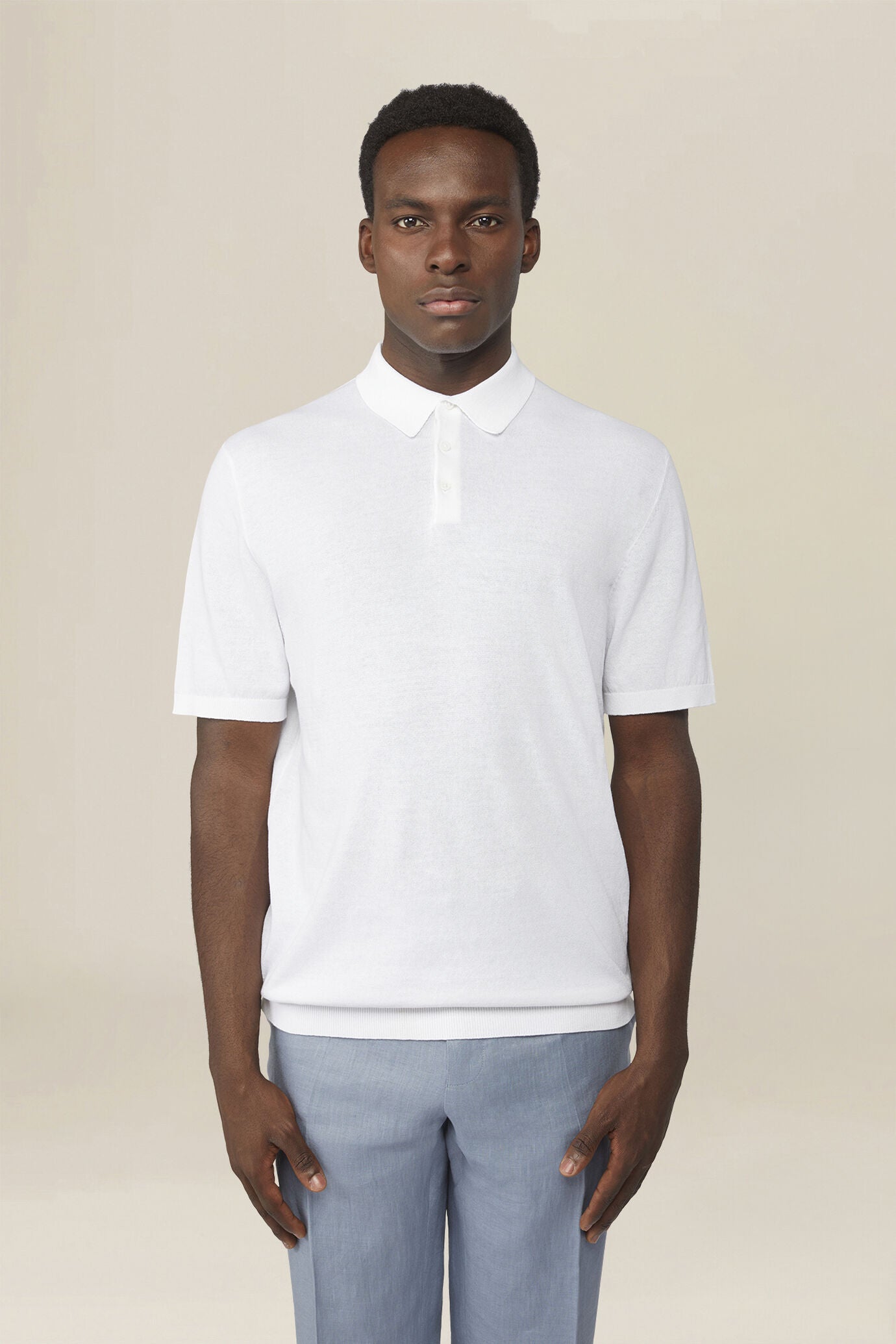 Men's regular fit 100% cotton knitted polo shirt