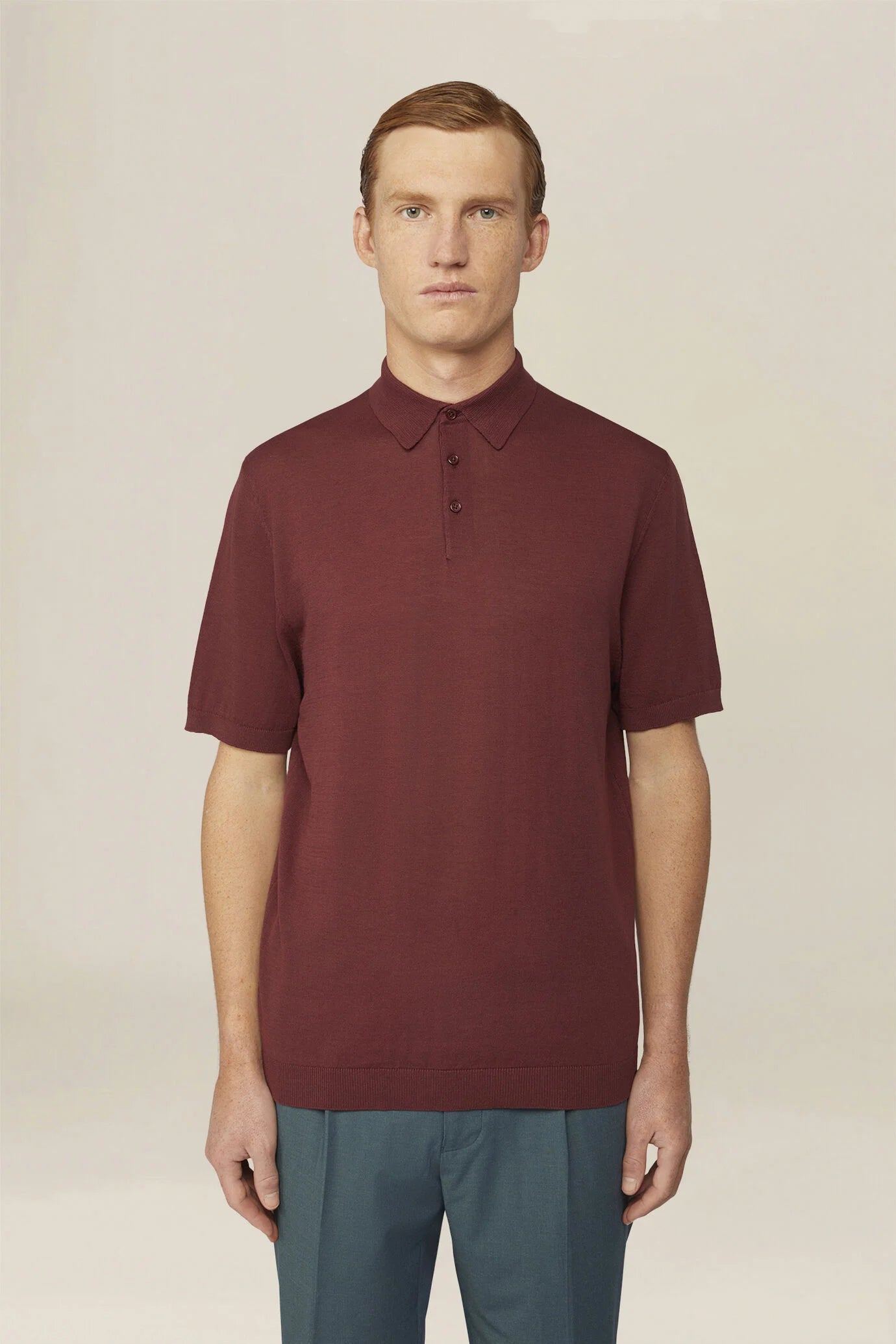 Men's regular fit 100% cotton knitted polo shirt