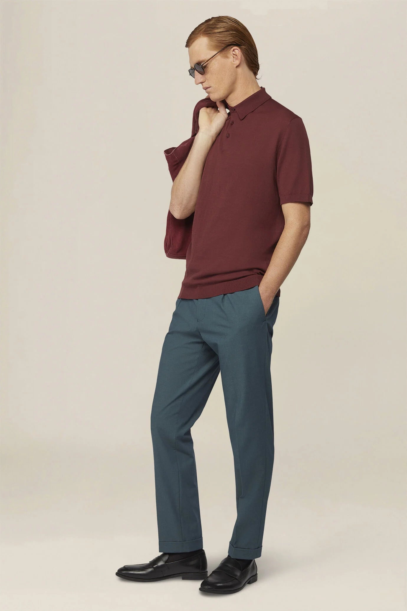 Men's regular fit 100% cotton knitted polo shirt