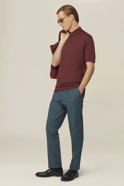 Men's regular fit 100% cotton knitted polo shirt