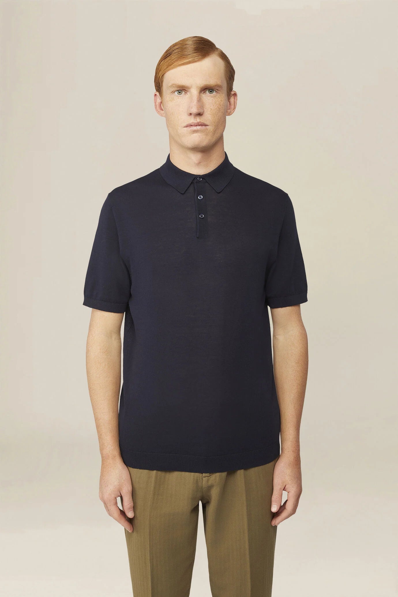 Men's regular fit 100% cotton knitted polo shirt