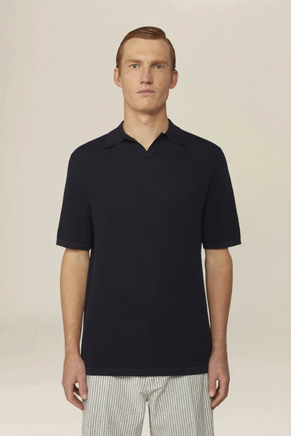 Men's polo shirt in 100% cotton honeycomb knit with Derby collar