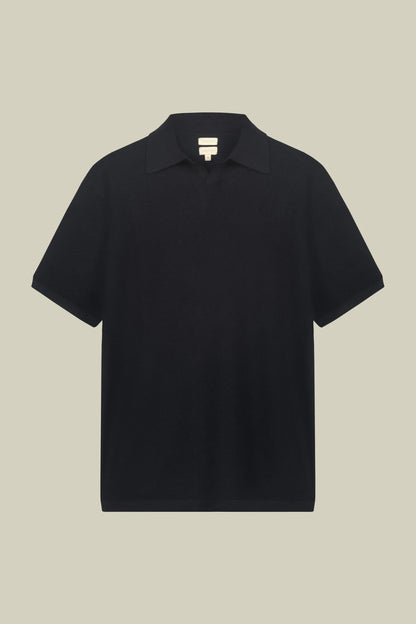 Men's polo shirt in 100% cotton honeycomb knit with Derby collar