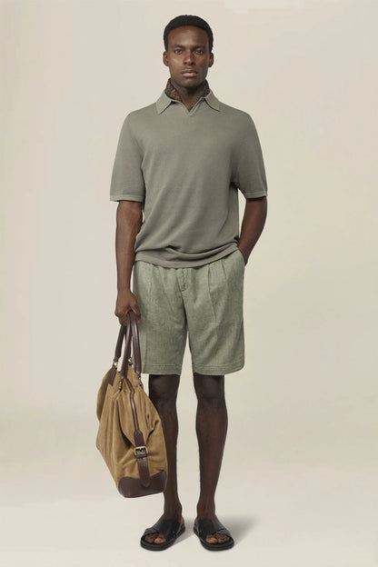 Men's polo shirt in 100% cotton honeycomb knit with Derby collar