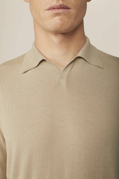 Men's 100% cotton knit polo shirt with Derby collar