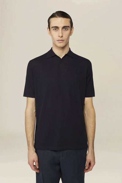 Men's 100% cotton knit polo shirt with Derby collar