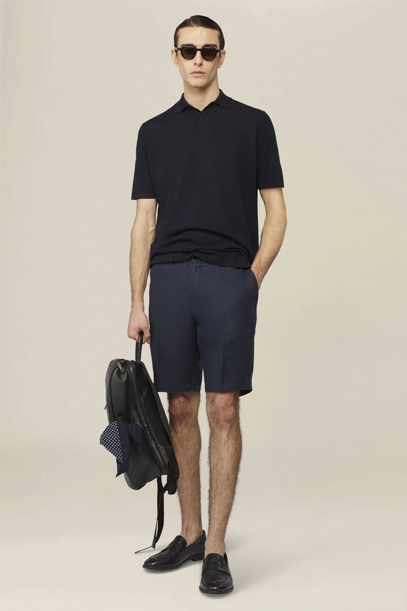 Men's 100% cotton knit polo shirt with Derby collar